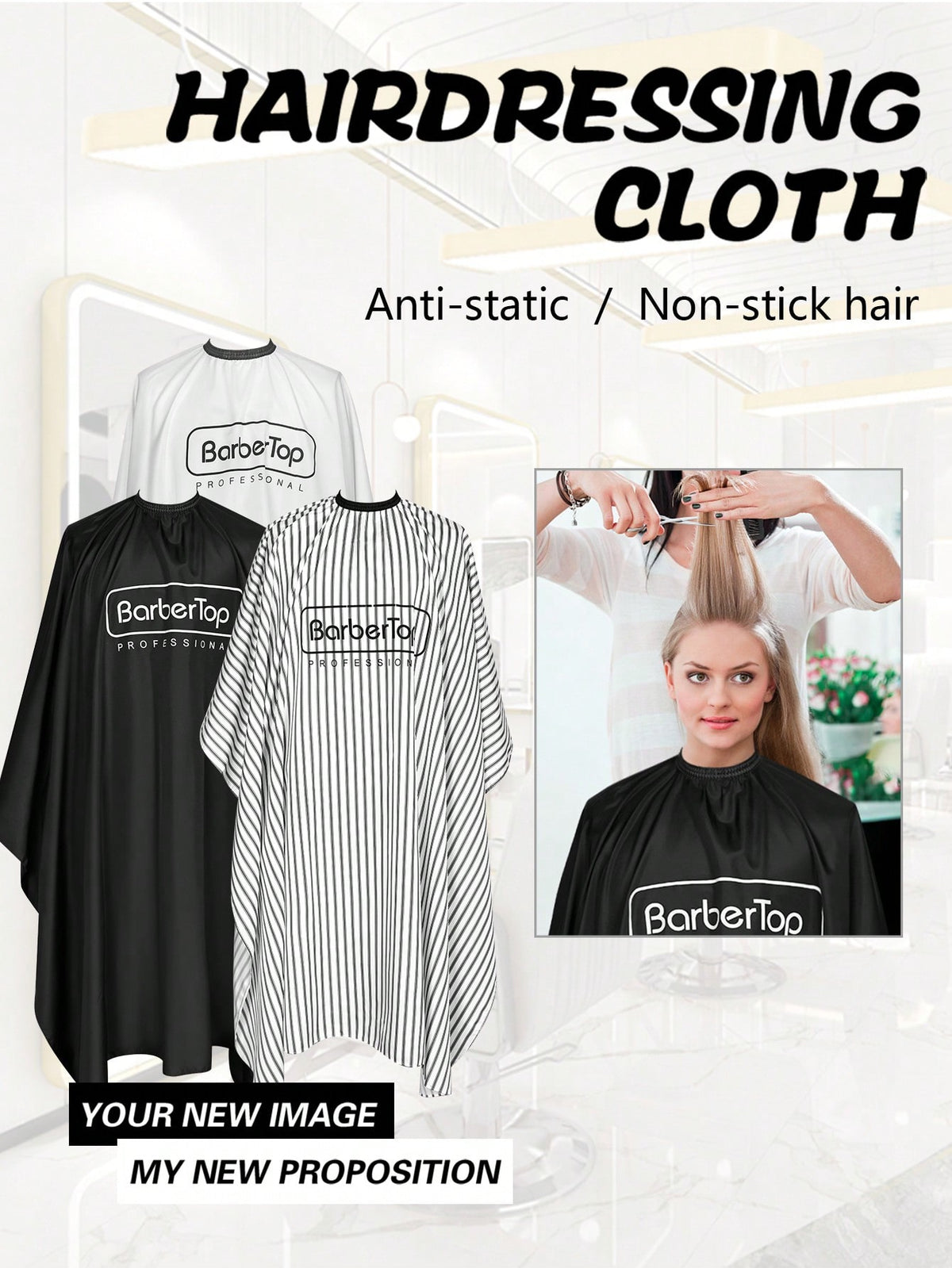 1pc Anti-Static Professional Hairdressing Cape 160cm*140cm (62.99in*55.12in), Elastic Neckline Solid Color, Minimalist, Striped Print Styling Cape, Hair Dyeing Hair Care Perming Apron, Men's, Women's