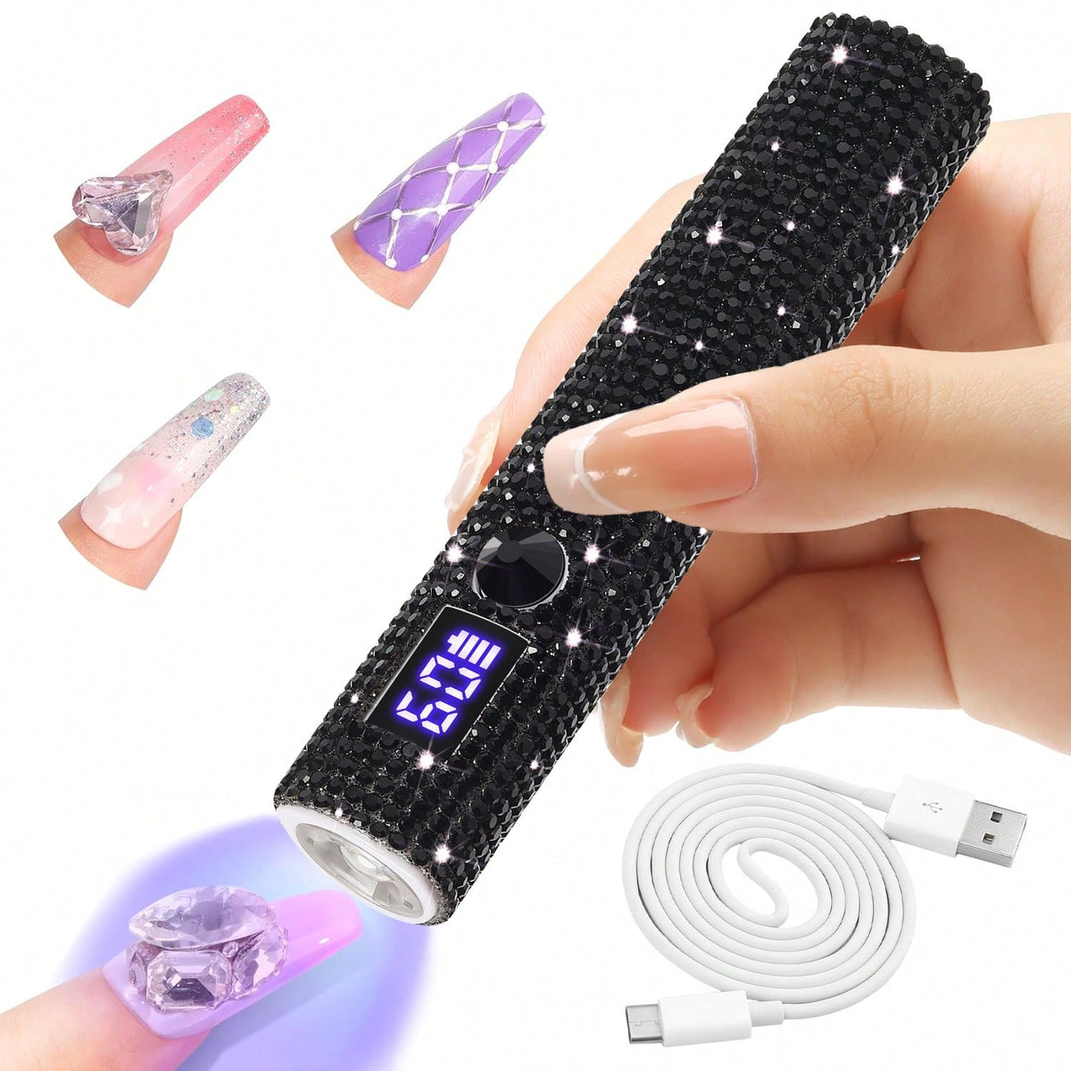 1pc Mini UV LED Nail Lamp, Portable, Suitable For Nail Polish Gel, Fast Drying, Rechargeable Curing UV Light With LED Display, Manicure Tool