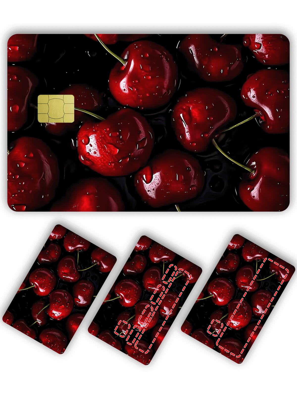 1pc Red Cherry Credit Card Sticker, Summer Fruit Couples Party Birthday Gift, PVC Material Anti-Fingerprint Anti-Scratch Durable Skin, Suitable For Men, Women, Couples, Small Chip Card, Bank Card, Cre