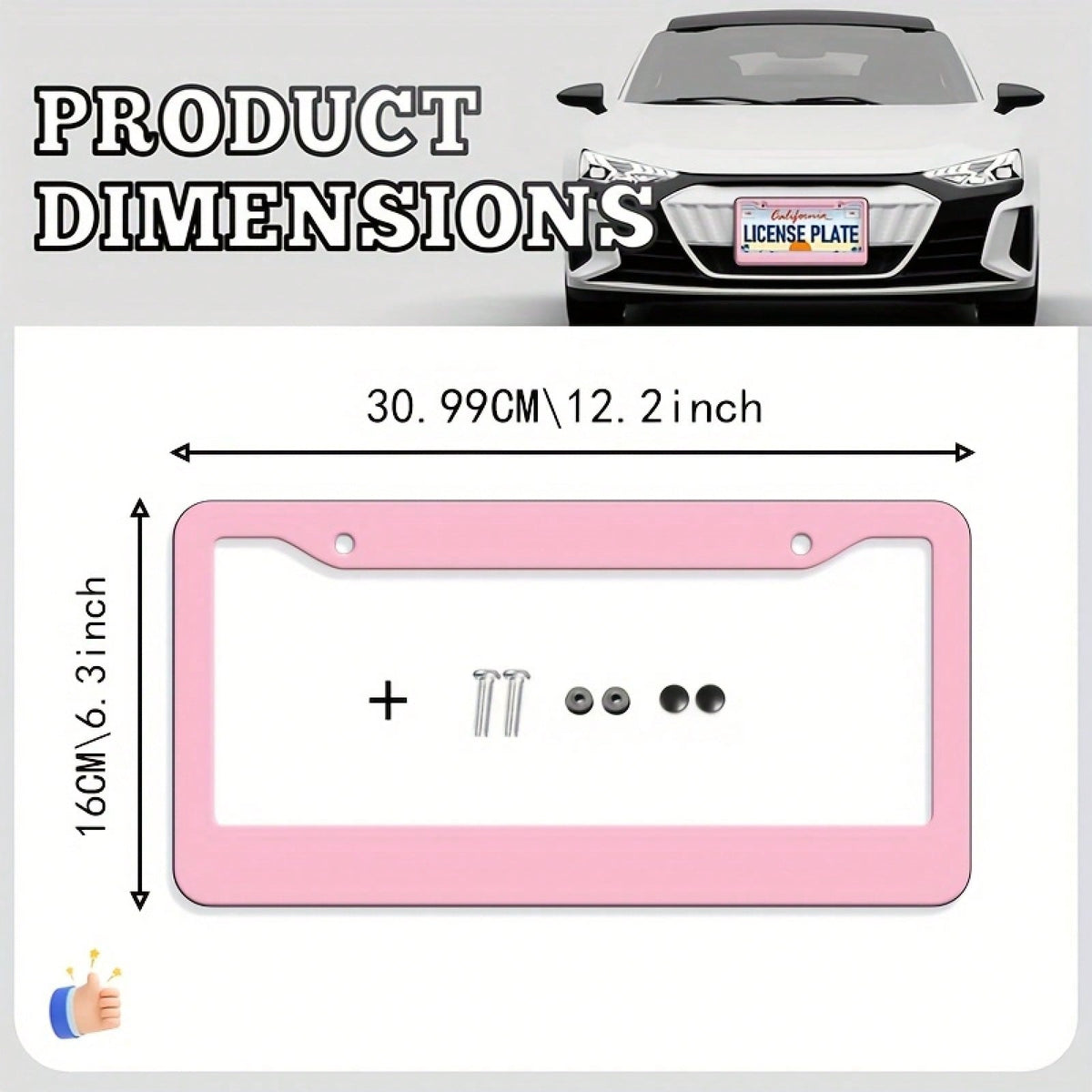 1Pc Unisex Durable License Plate Frame,12.2*6.3Inch,Fits US & Canada Vehicles,Exterior Decor For Most Cars,Vehicle Accessory,Birthday Gifts,Valentines Gift,Car Stuff,Car Decoration,Motorcycle,Car Acce