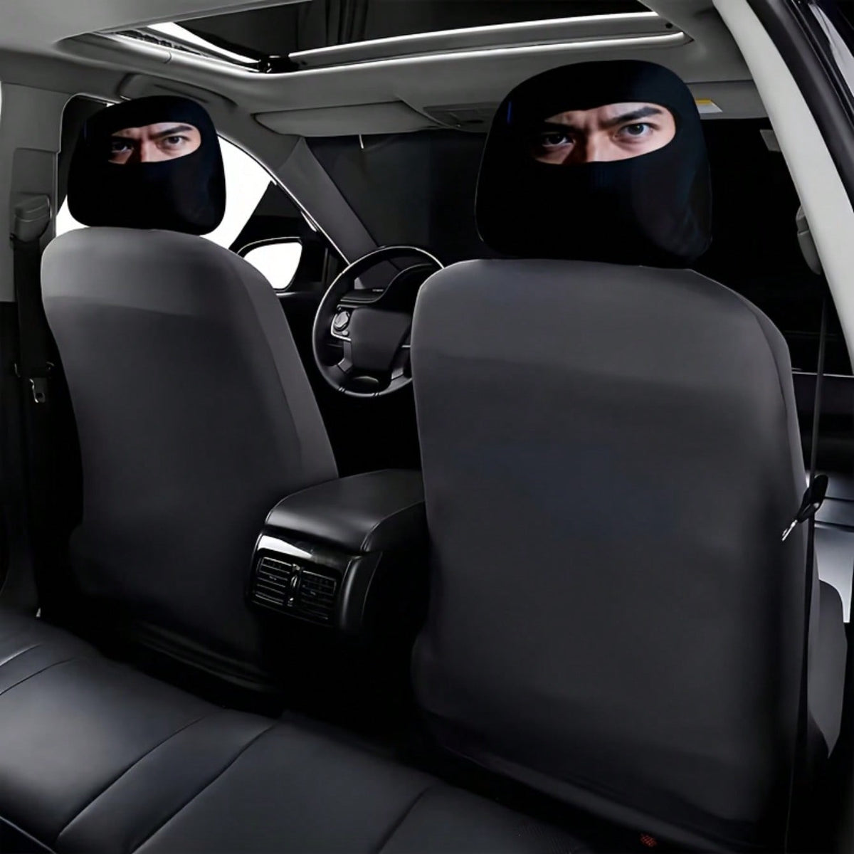 2 Mysterious Eye Cool Mask Printed Car Seat Headrest Covers- Mysterious Design, Universal Models, Easy To Install And Remove, Indispensable For Urban Commuting, Suitable For All Seasons, Ideal In-Car