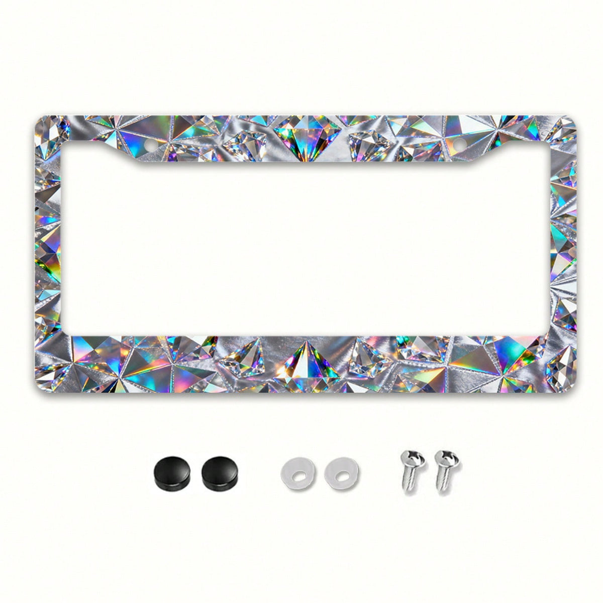 2D Plane, 2D Plane 1, 2D Plane Metal Car Chassis| Shiny Crystal Decoration, Universal For North American And Most International Vehicles, Includes Mounting Screws, Stylish And Secure Fit- 12X 6inch