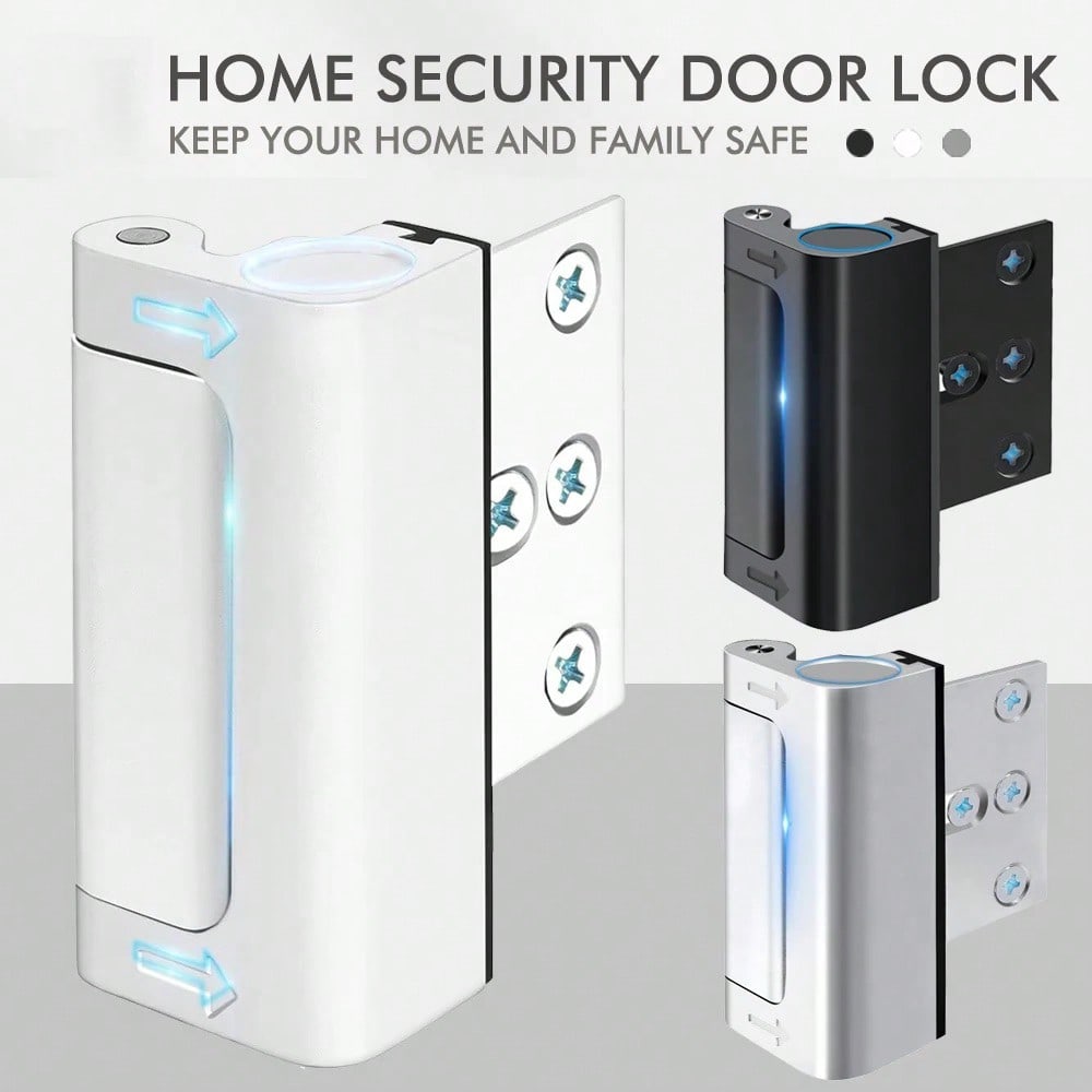 2pcs Security Door Reinforcement Locks, Door Reinforcement Lock With 3 Inch Stop Withstand 800 Lbs For Inward Swinging Door, Upgrade Night Lock To Defend Your Home Suitable For Occupational Work Indus