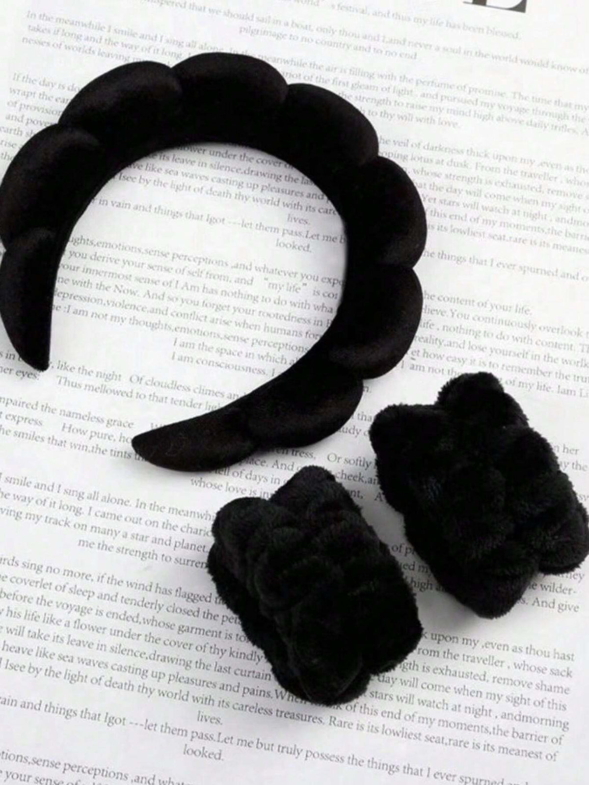 3pcs Solid Bath Headband & Bath Wrist Band Set Home Bathroom Decor Fall Decor Back To School Hair Accessories