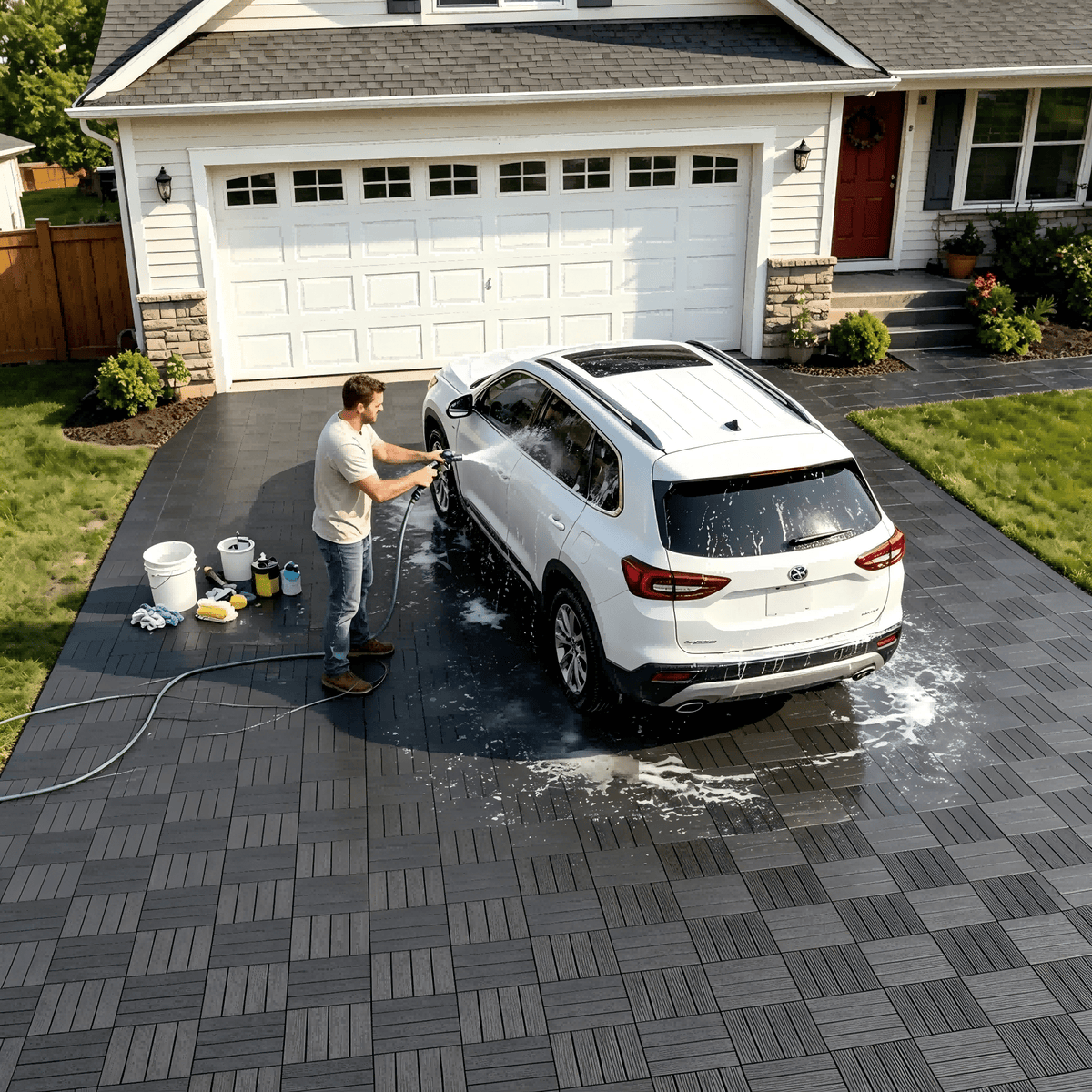 44 Pack 12"X12" Interlocking Deck Tiles, Snap Together DIY Outdoor Flooring, Modular Plastic Patio Floor Tiles For Balcony, Terrace, Backyard, Poolside & Garden Spaces