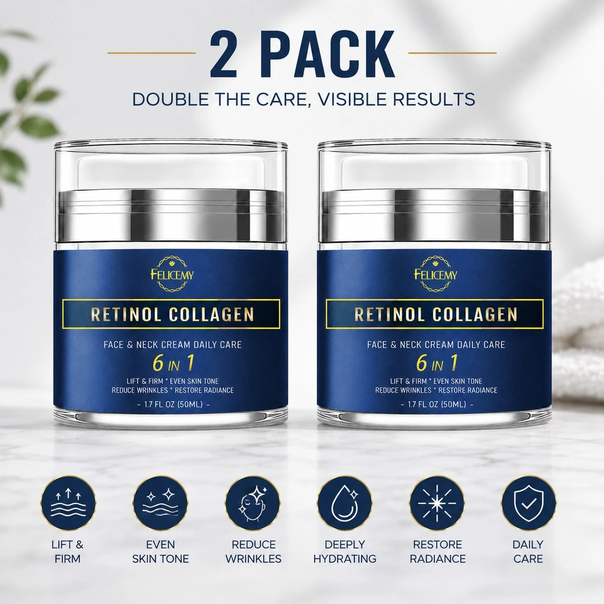 6-In-1 Face Cream For Men, Mens Face Moisturizer, Anti-Aging Face Cream For Men With Retinol Collagen & Hyaluronic Acid, Eye Bags & Dark Spot Remover, After Shave Lotion 1.7 Fl Oz