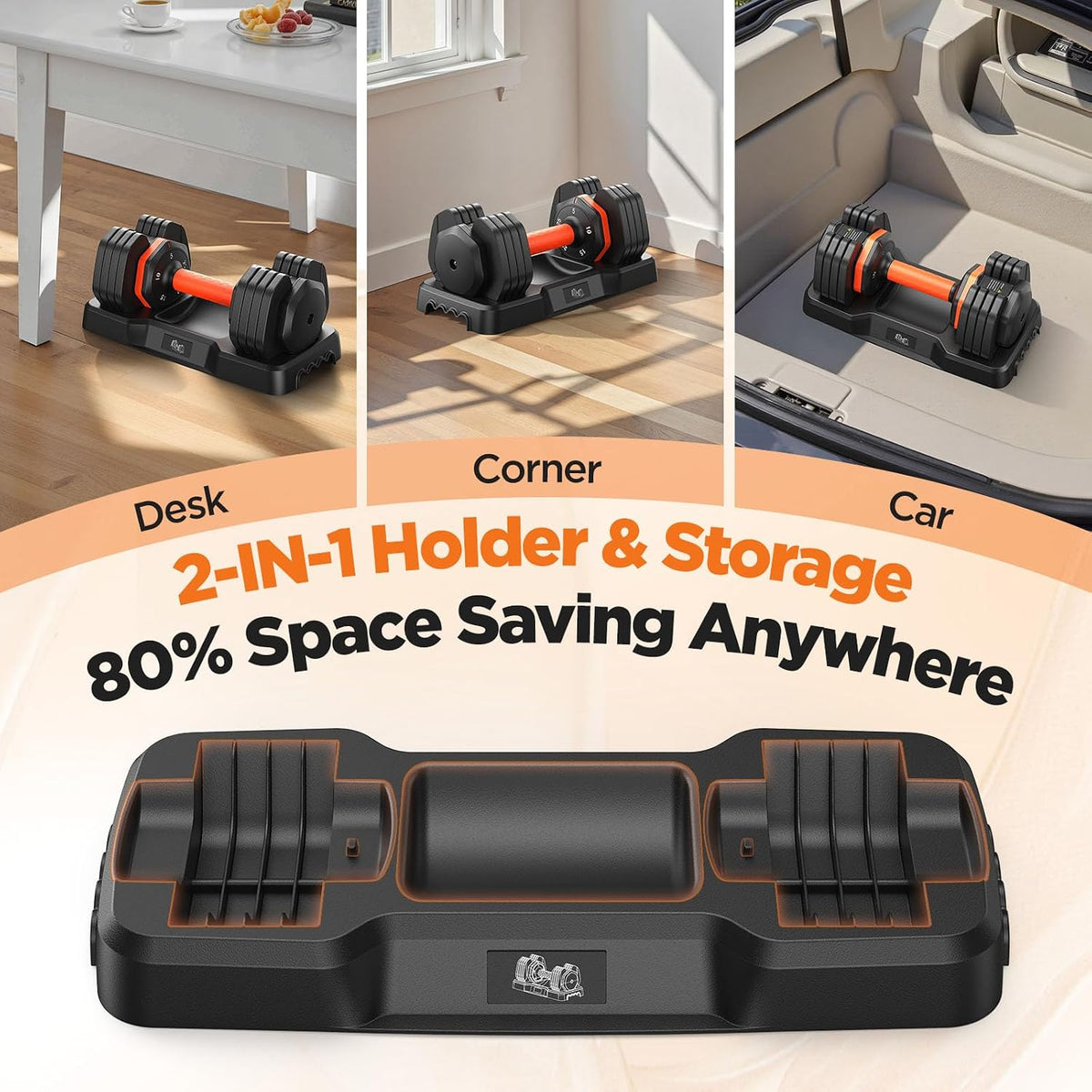 Premium Adjustable Dumbbell Set – 2 Pack, Up to 55 LB with Storage Case
