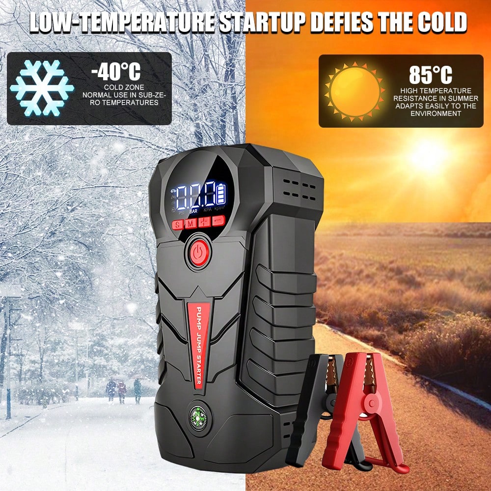 All-In-One Car Jump Starter,6000mAh 600A Start 1000A Peak 150PSI Tire Inflator,Type-C USB Power Bank LED Emergency Light For 12V Gas Vehicles,Portable Roadside Emergency Must-Have,Gift For Drivers Roa
