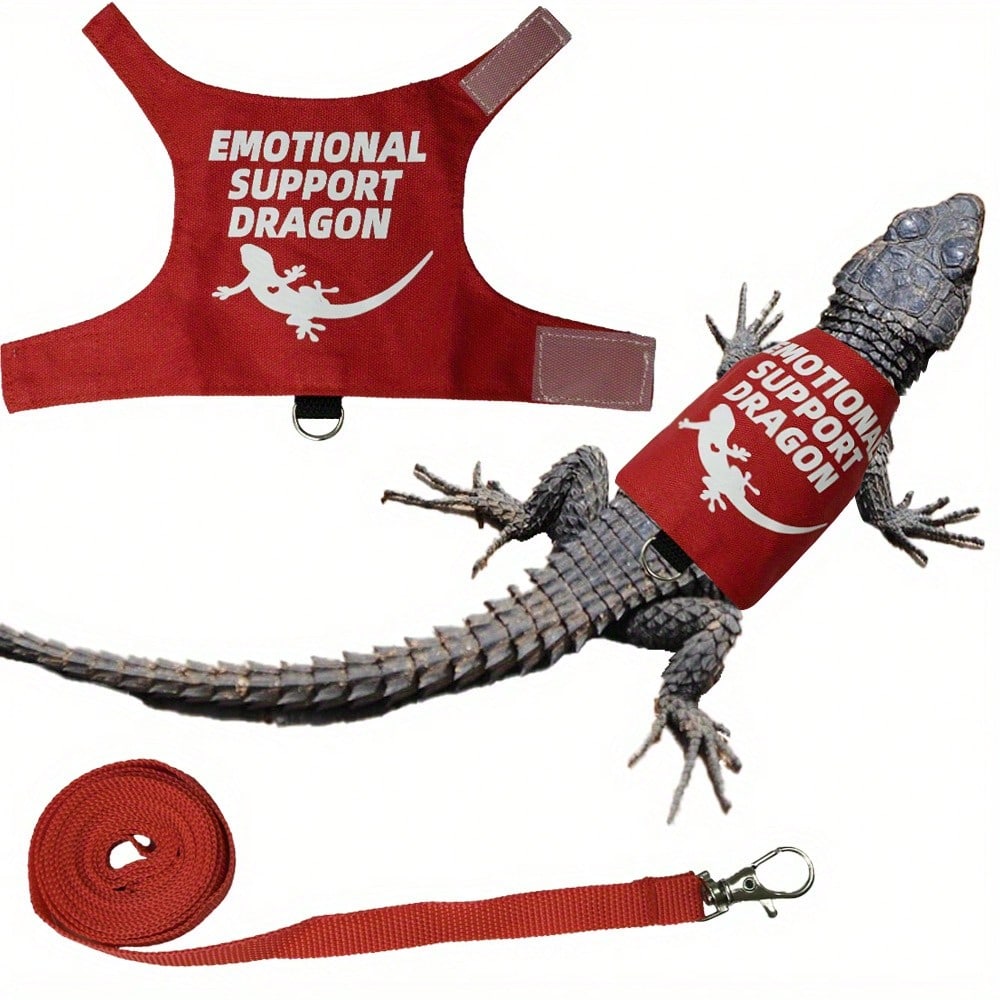 Bearded Dragon Adjustable Harness And Leash Set, Designed To Prevent Escape, Features A Comfortable Walking Vest And A 5-Foot Ty Leash, Perfect For Outdoor Activities, Park Outings, And Exploration