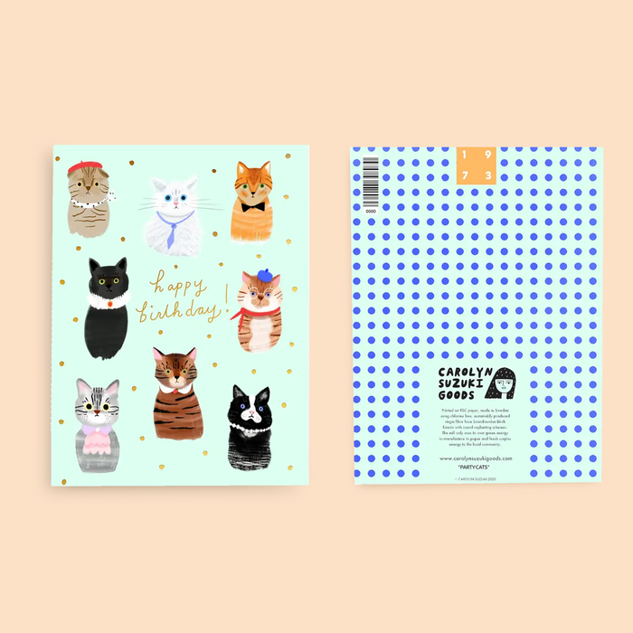 Carolyn Suzuki Birthday Card - Party Cats