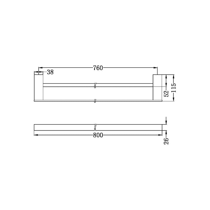 CELIA Double Towel Rail Brushed Nickel 800MM 4630D-BN Accessories Nero