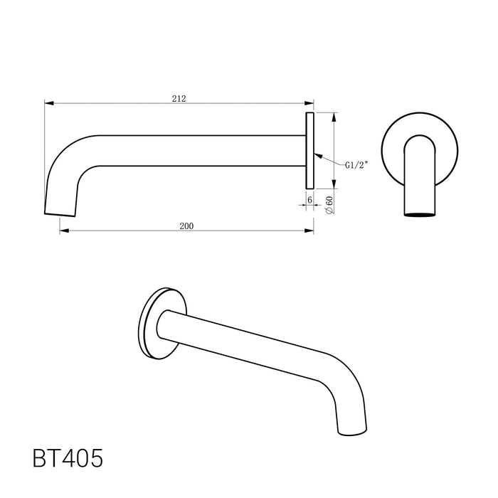 COMO Bath Spout Matte Black Tapware Arova