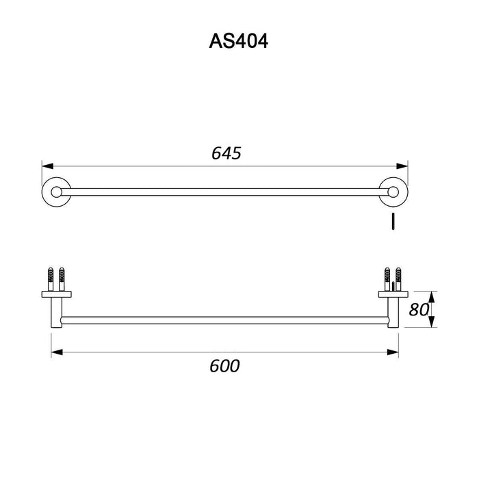 COMO Single Towel Rail 600mm Matte Black Accessories Arova