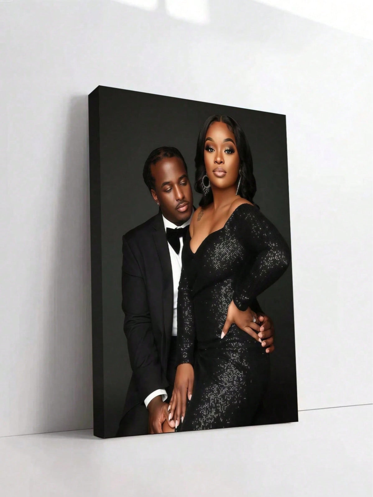 Customizable Wooden Frame Canvas Wall Art- Personalized Family Portraits And Action Photos, Printing, Suitable For Living Room, Bedroom Or Home Office Decor
