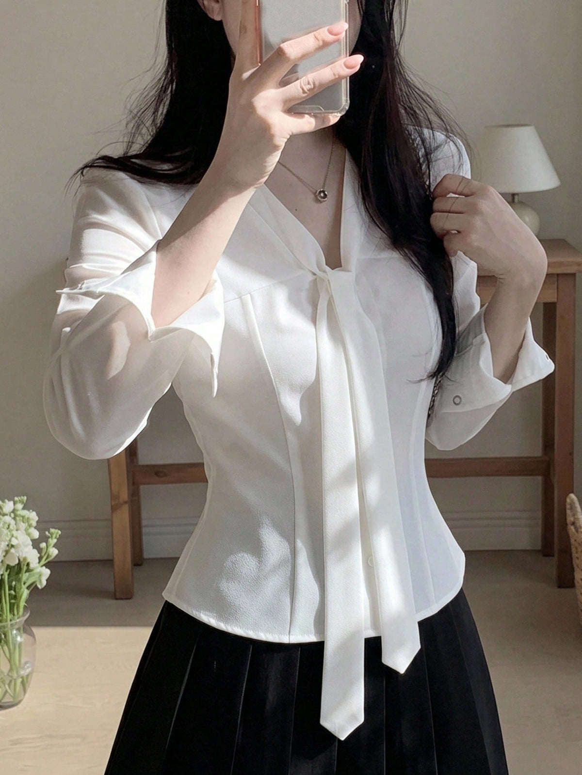 DAZY Women's Solid Color Casual Versatile Daily Wear Shirt Summer