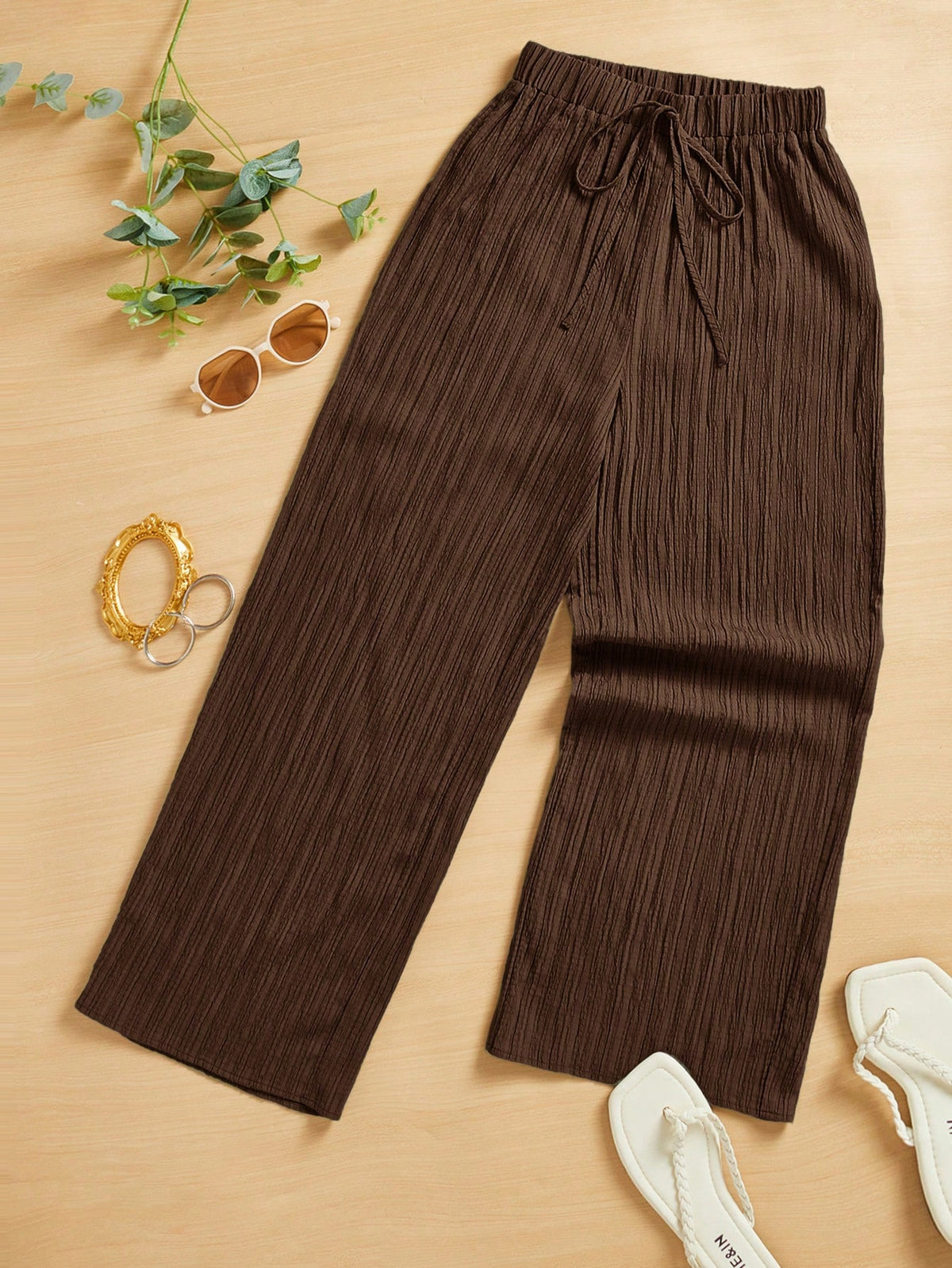 Essnce Women's Casual Simple Textured Long Pants Summer Spring Valentine Day New Years