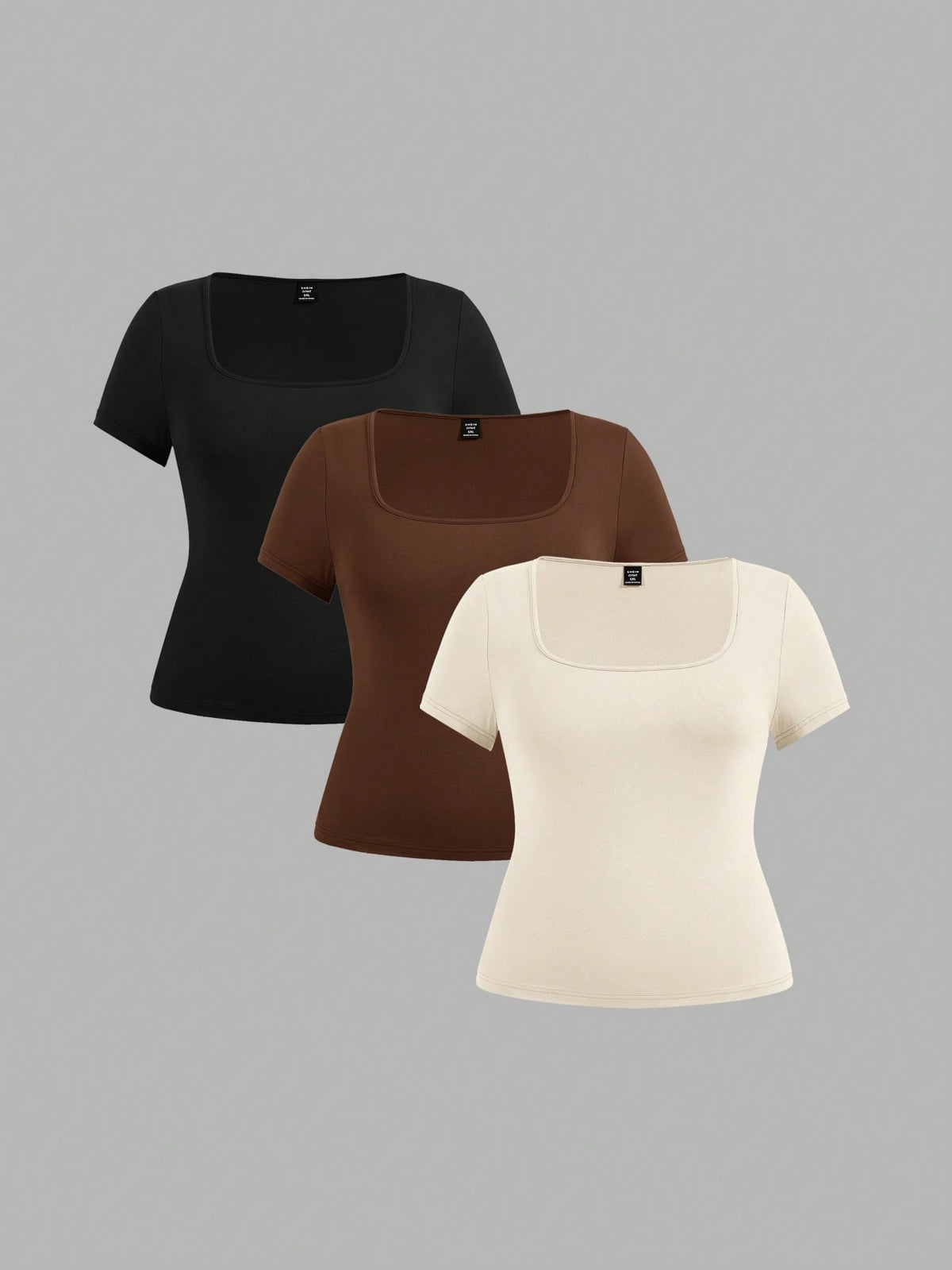 EZwear 3pcs/Set Crew Neck Short Sleeve Cropped Casual T-Shirt Pullover, Suitable For Summer, Plus Size Suitable For Going Out