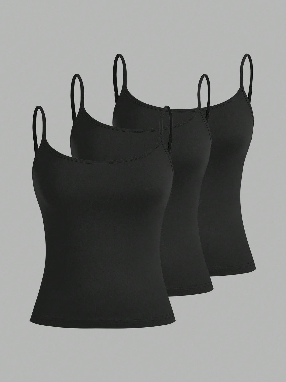EZwear 3pcs Women's Camisole Cropped Tank Top, Fitted And Sexy, Suitable For Summer 3 Packs Black Tank Tops Back To School