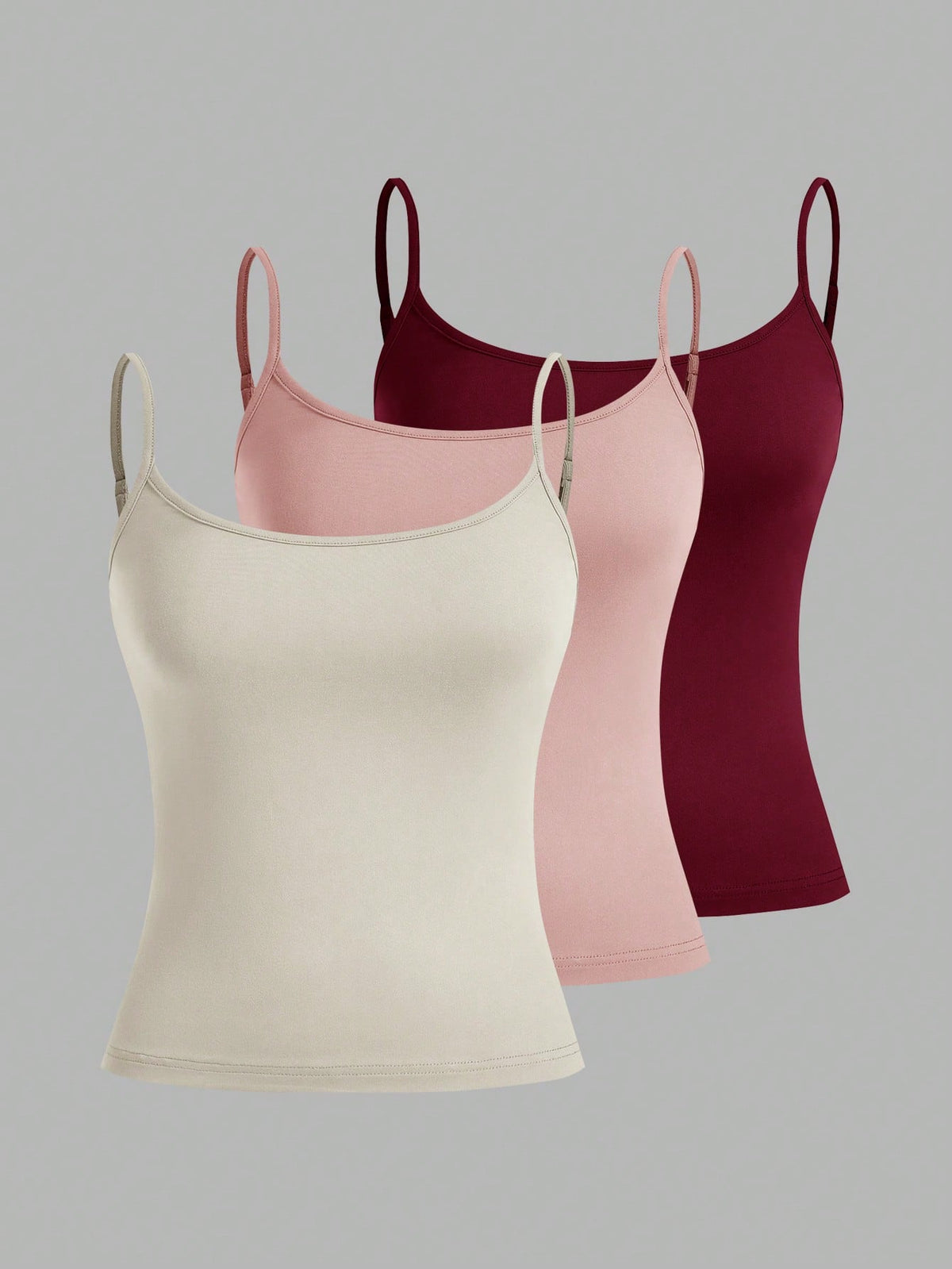 EZwear 4pcs Solid Color Backless Cami Top Back To School