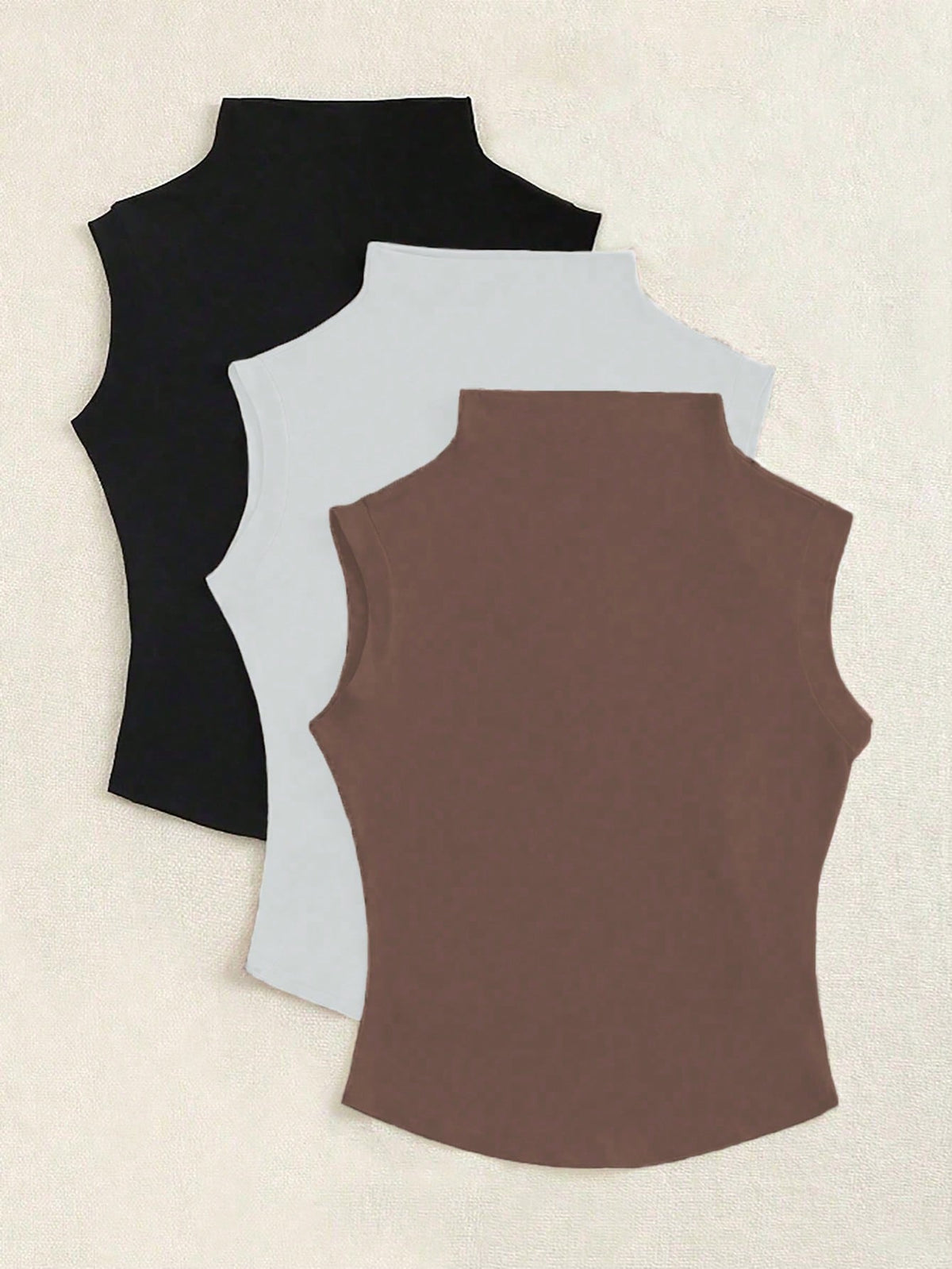 Flirla Casual Versatile Solid Color Crew Neck Tank Top