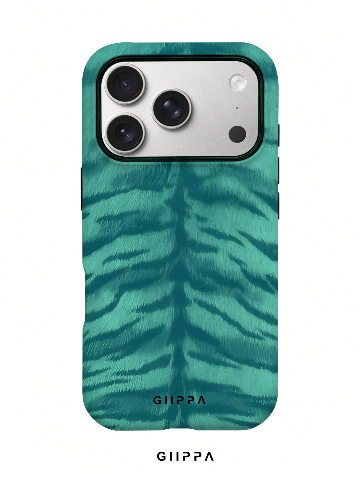 GIIPPA 1pc Mint Blue Tiger Stripe Pattern Design, Phone 17 Pro Max Phone Case, Compatible With Phone 16 Pro Max, 15 Pro Max, 14 Pro Max, Korean-Style High-End Fashionable And Fun Phone Case, Compatibl