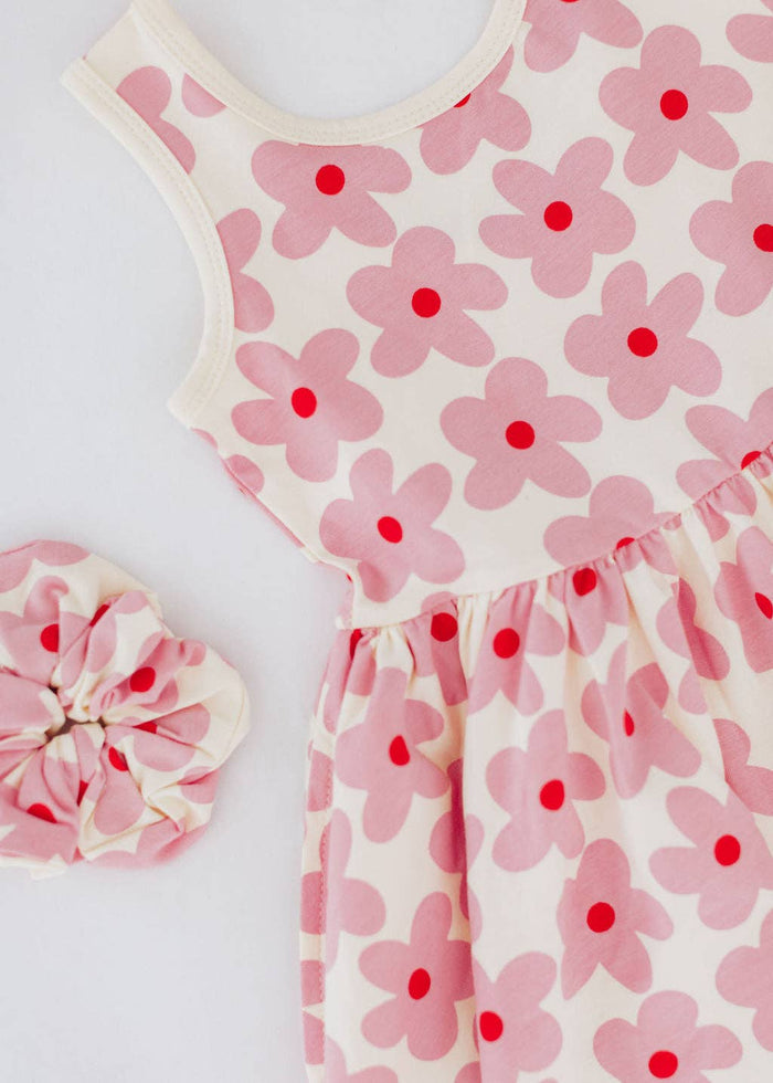 Good Apples Kids Sleeveless Twirl Dress - Pink Daisies (Final Sale)