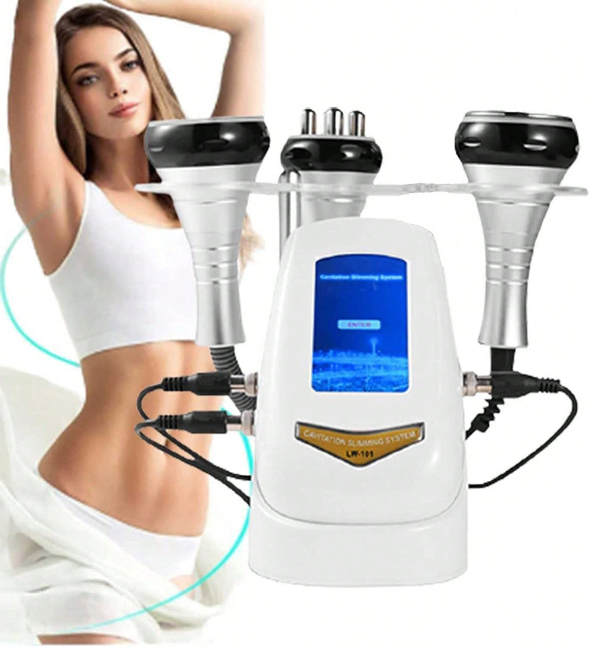 HanTai Spa RF Radiofrequency Medical Multifunctional Device, 3 In 1 RF Radio Frequency 40K Cavitation Body Slimming, Mini Vaceum Cavitation Machine For Skin Care Body Fat Removal