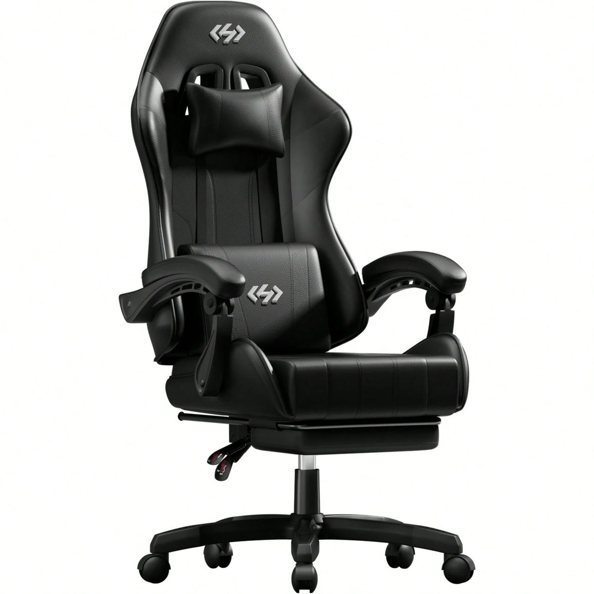 HLDIRECT Gaming Chair, Ergonomic Computer Office Chair With Lumbar Support Footrest Headrest, Adjustable Height & Backrest Angle Video Gamer Chair, PU Leather, 360° Swivel, Adult,Black And Green