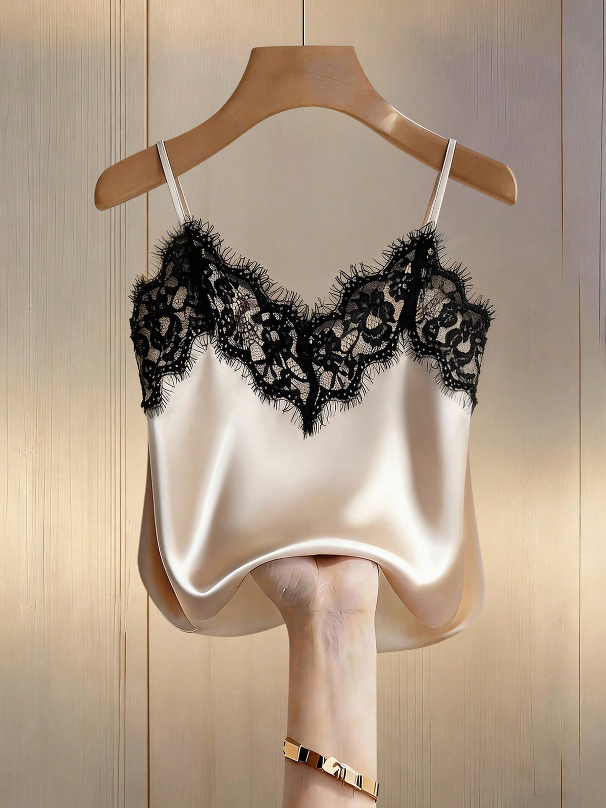 INAWLY Sexy Fitted Lace Patchwork Satin Camisole Top, Summer Beach Vacation Casual Travel Crop Top For Women