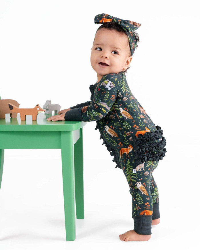 Jammie Session Bamboo Ruffle Romper - Wood You Be My Friend