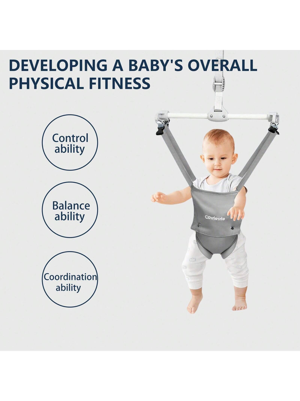Lcchabls Baby Doorway Jumper For 6-36 Months,Portable Baby Jumper & Bouncer,Balance & Coordination Trainer,Secure Clamp,Steel Spring,Adjustable Strap,Soft Seat
