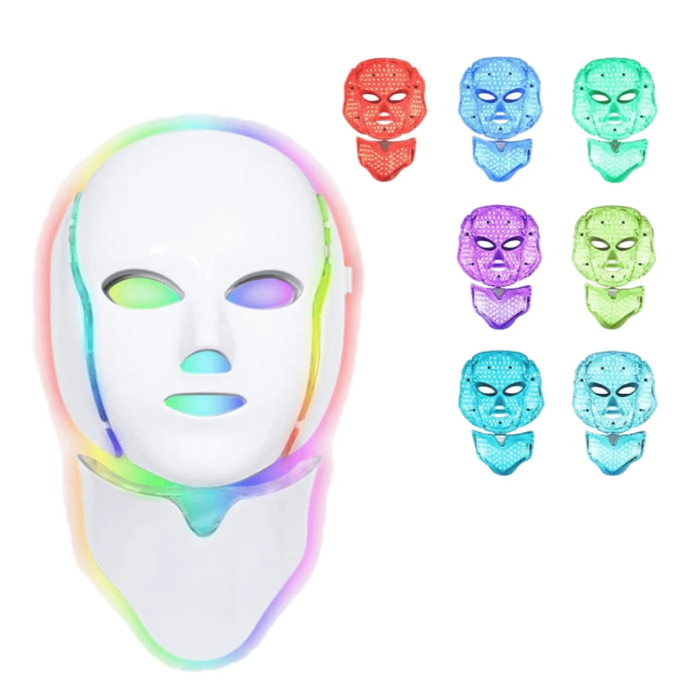 LED Mask Light Therapy, Red Light Therapy For Face And Neck Skin Care, 7 Colors LED Facial Skin Care Mask, Home Facial Care Tool Accessories