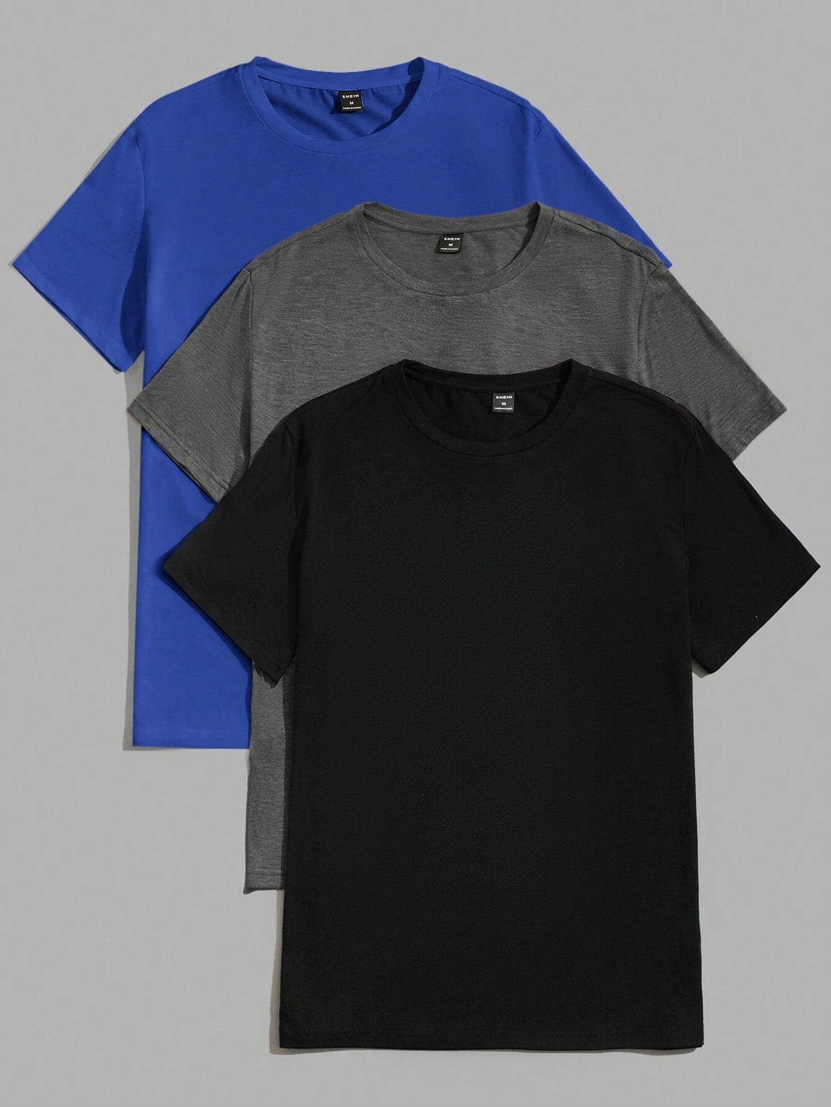 Men 3pcs Solid Lounge Short Sleeve Top