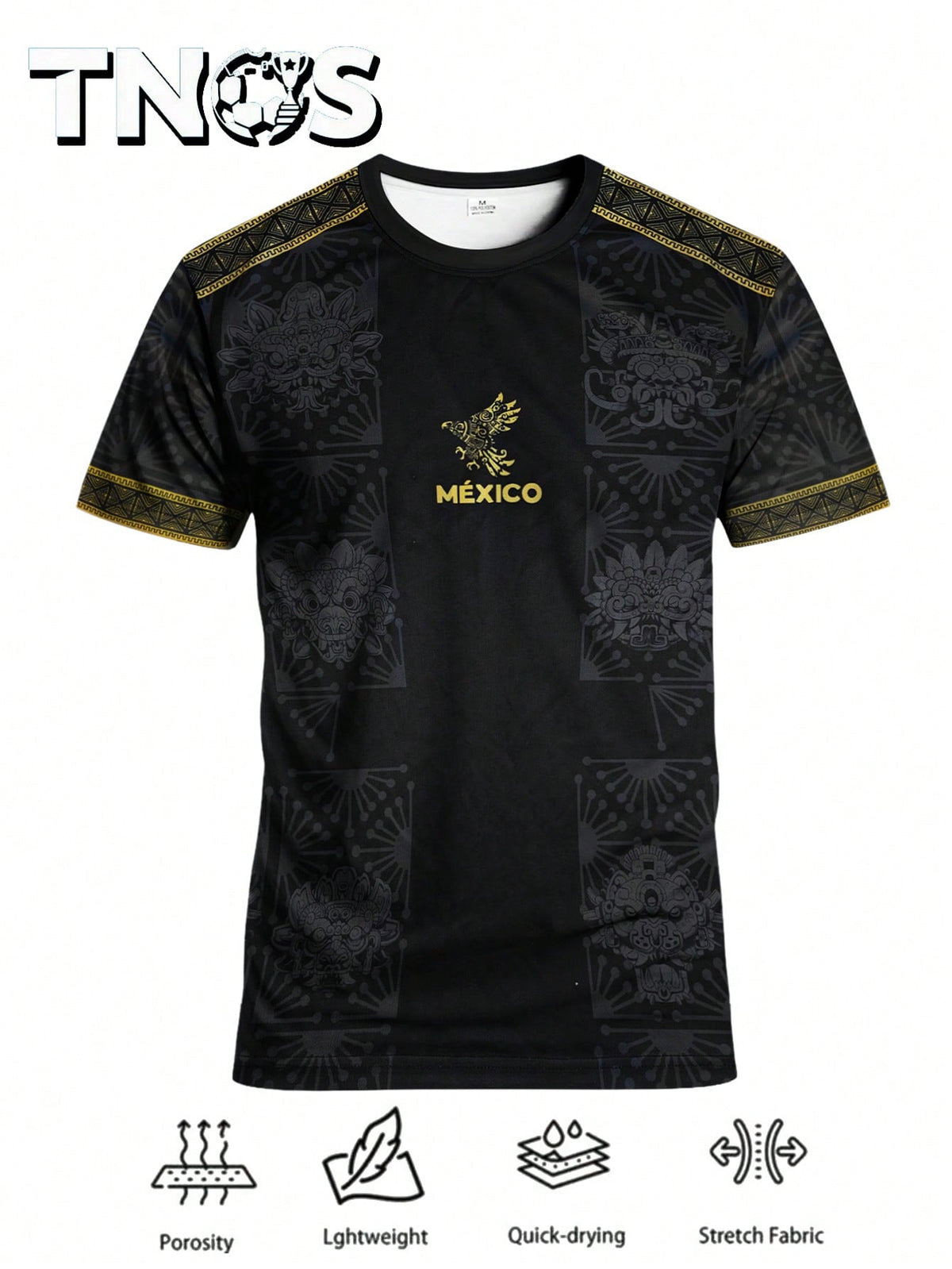 Men's Football Jersey & Youth Crew Neck Comfortable Sports Top & With New Print & Black