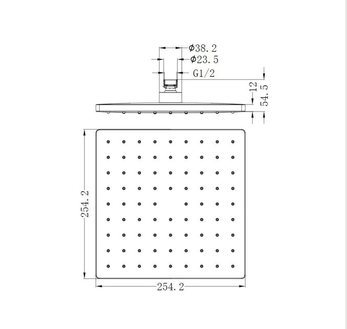 Nero ABS 250mm Square Shower Head Brushed Nickel showers Nero