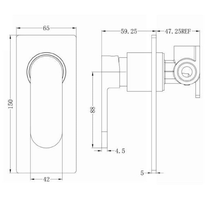 Nero Ecco Shower Mixer Matt Black Tapware Nero