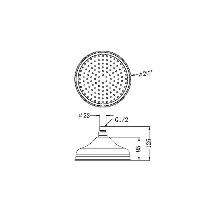 Nero York 200MM Shower Head Matte Black Showers Nero