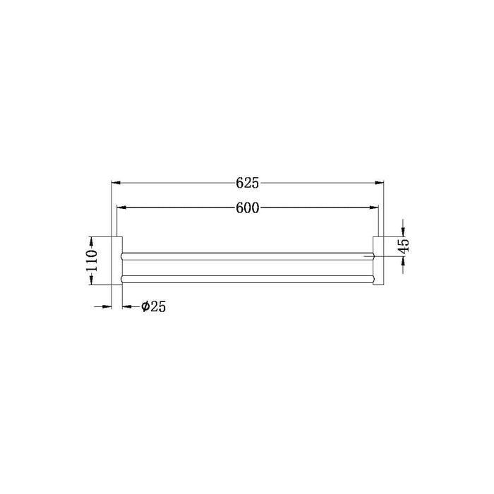 New MECCA Double Towel Rail 600MM Brushed Gold 2324D-BG Accessories Nero
