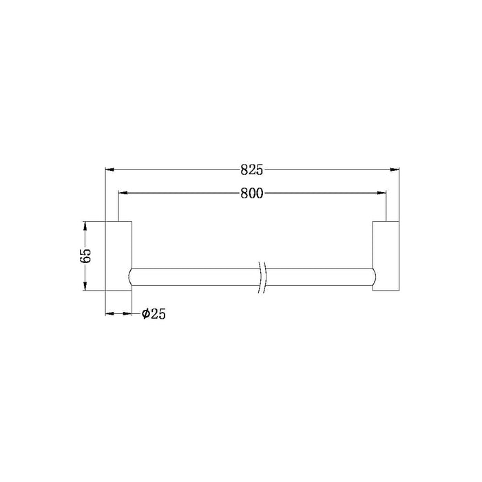 New MECCA Single Towel Rail 800MM Brushed Nickel 2330-BN Accessories Nero