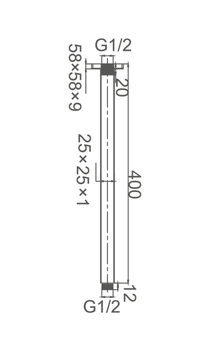 NIKO Ceiling Dropper in Brushed Nickel 400mm Showers ECT
