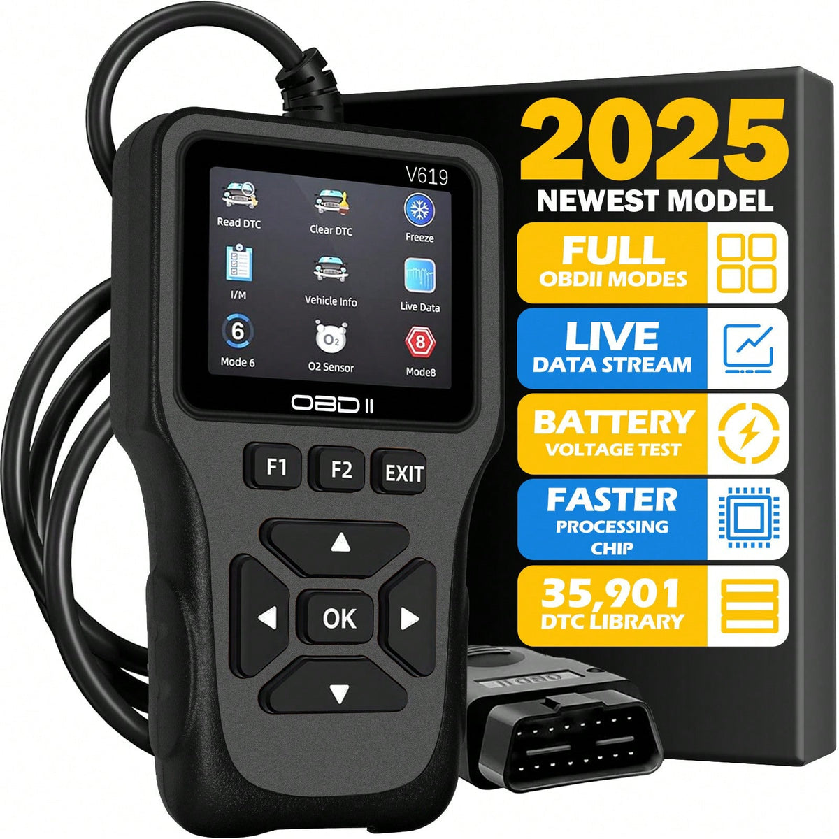 OBD2 Scanner Diagnostic Tool, Check Engine Code Reader OBD2 Scanner With Reset, Mode 6, Mode 8 & I/M Readiness, Auto Check Engine Light Car Diagnostic Scan Tool For All OBDII Car Since 1996
