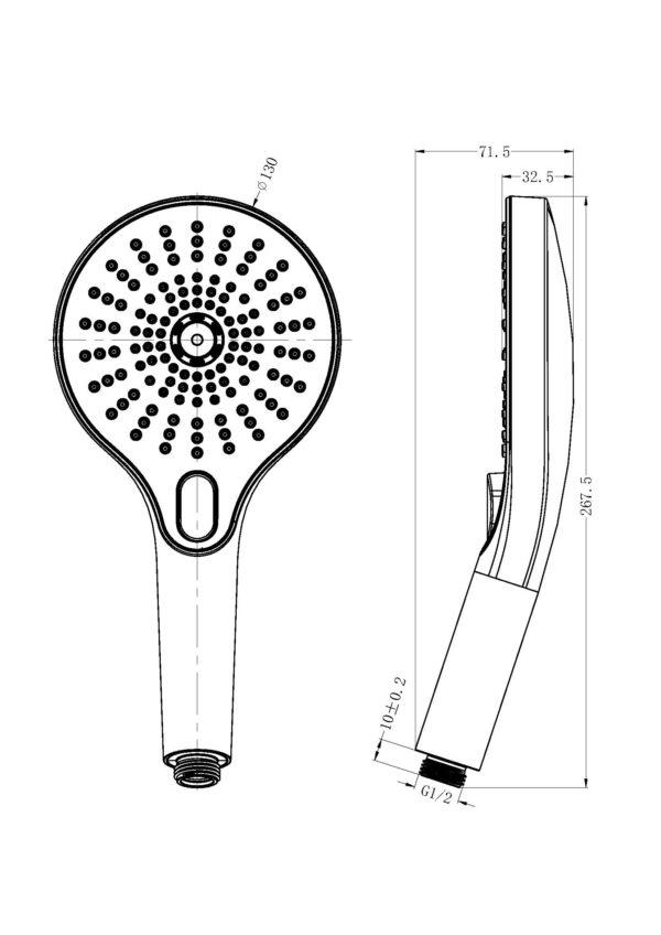 Opal Hand Shower Brushed Gold 508077-BG Showers Nero