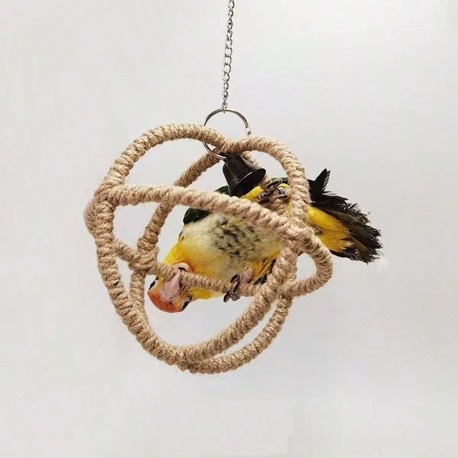 Parrot Toys- Spherical Swing, Climbing Net, Chew & Grind Accessories, Suitable For Cockatiel, Lovebird, Cage Decor