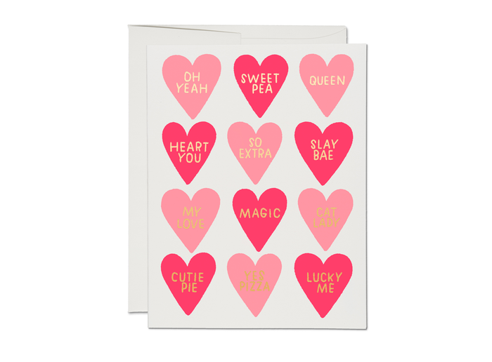 Red Cap Cards Greeting Card - Conversation Hearts Valentine's Day