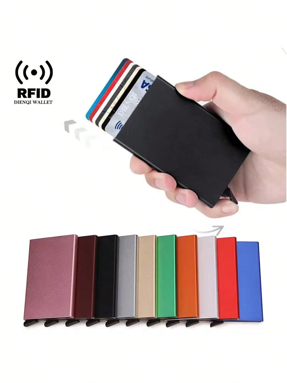 Rfid Bank Credit Card Holder Men Wallets Metal Wallet For Men Cardholder Case Minimalist Metal Case RFID Blocking Cardholder Aluminium Alloy Black Wallets Male Card Case Business Casual Fashion Wallet