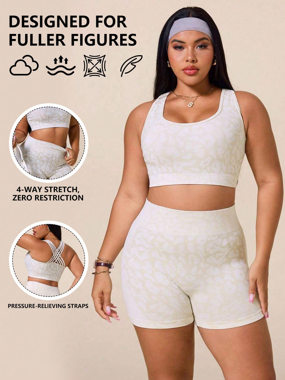 Rhythm Era Women's Leopard Print Criss-Cross Back Tank Top And Shorts Sports Set