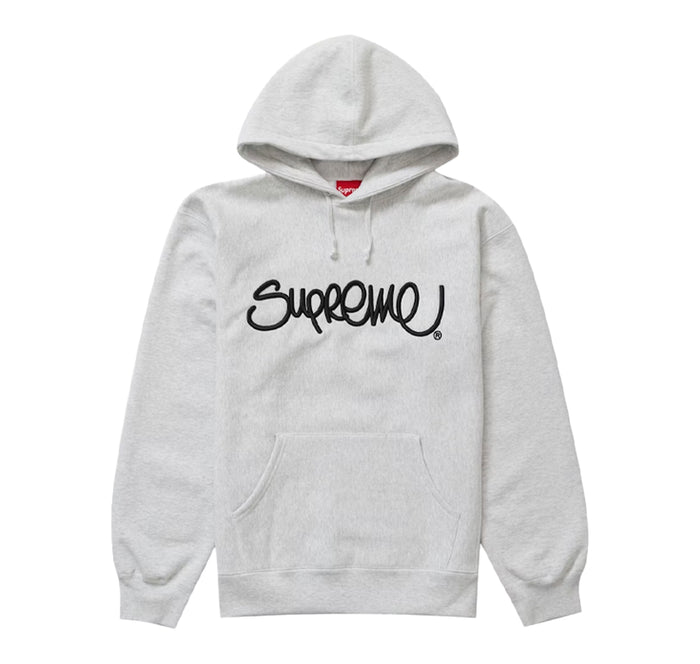 Supreme Raised Handstyle Hooded Sweatshirt Ash Grey