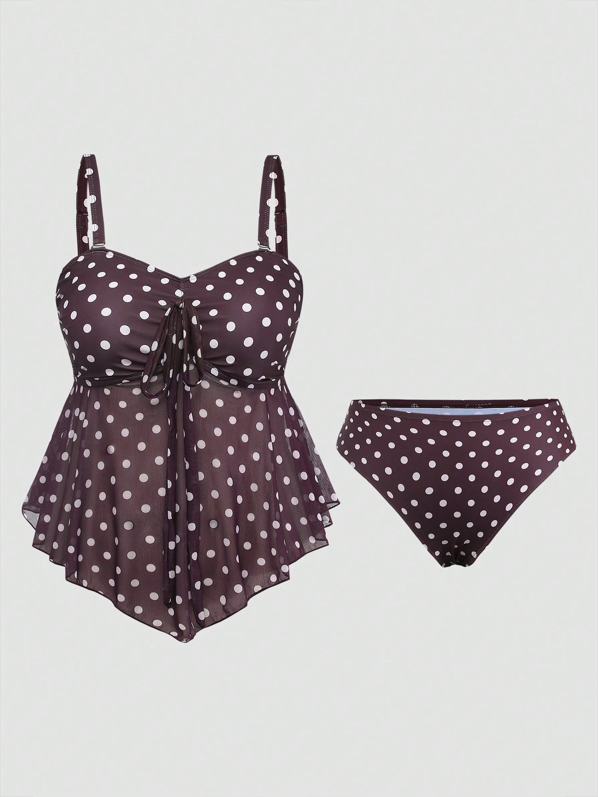 Sweetra 2026 New Summer Beach Vacation Elegant Cute Sweet Polka Dot Print Plus Size Women's Tankini Set