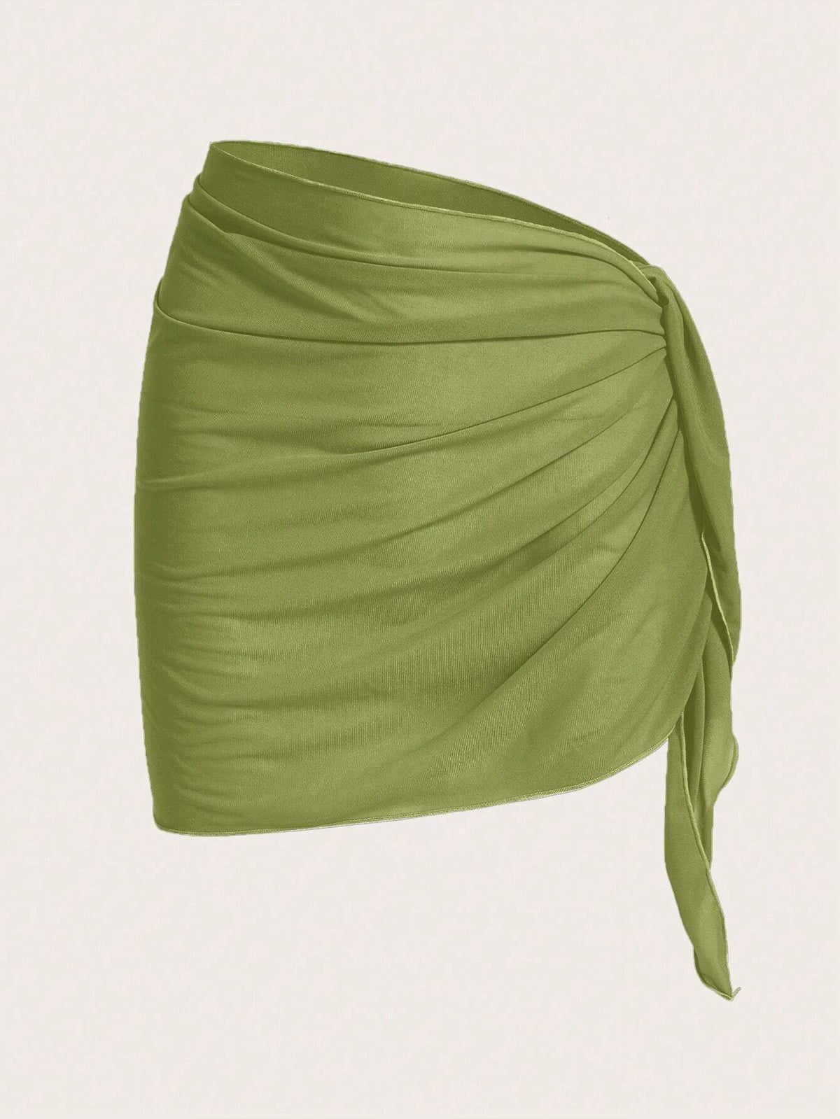Swim Chiccia Ladies Solid Color Simple Pleated Cover Up,Summer Beach