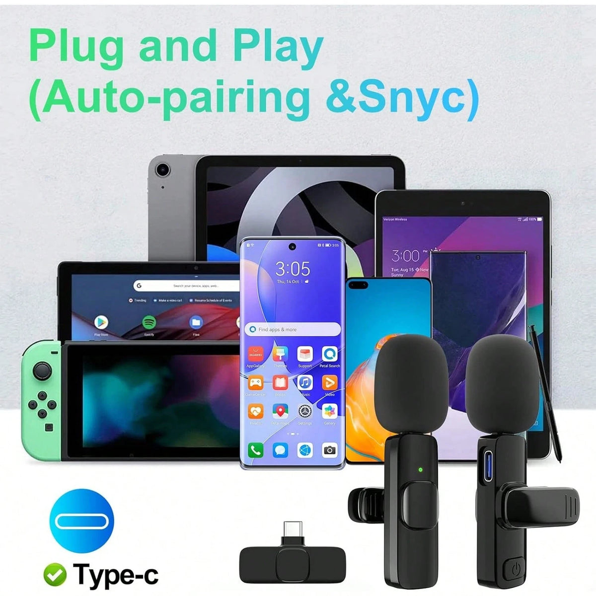 Tangle-Free Wireless Lavalier Microphone Live Streaming Equipment Professional Lapel Microphone For IPhone Pad Mini Video Recording Mic For Interview Video Podcast Vlog YouTub Livestream Noise Reducti